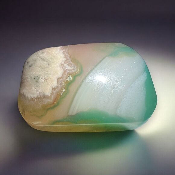 Green Flower Agate Crystal Palmstone (6) - Picture 1 of 10